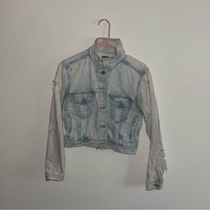 Cropped distressed denim jacket from American Eagle